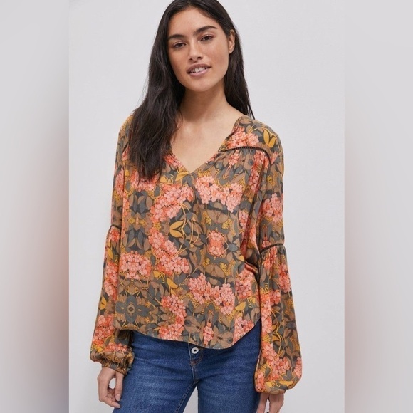 Anthropologie Love The Label Floral Boho Blouse 361 - Picture 1 of 10